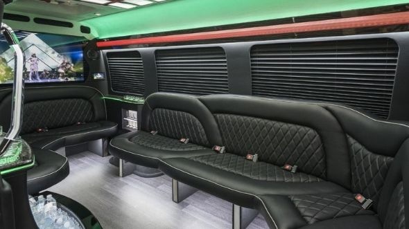 Interior of Charter Bus Company Wichita's Sprinter Limo in Wichita